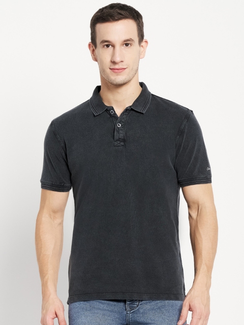 

Octave Men Charcoal Polo Collar Cotton T-shirt