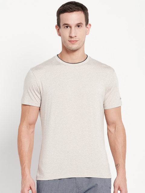 

Octave Men Beige Solid Raw Edge T-shirt