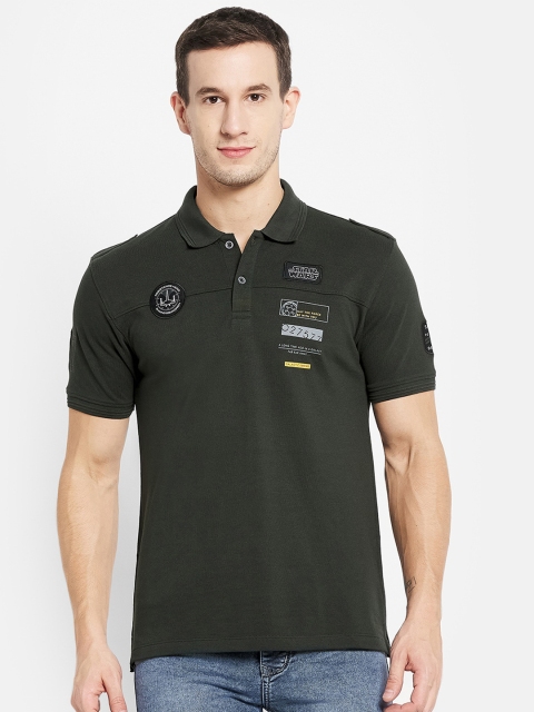 

Octave Men Olive Green Star Wars Polo Collar Applique T-shirt