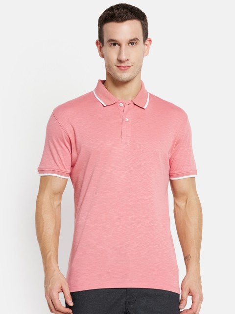 

Octave Men Pink Polo Collar Cotton T-shirt