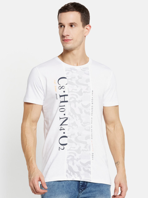 

Octave Men White Typography Printed Cotton T-shirt