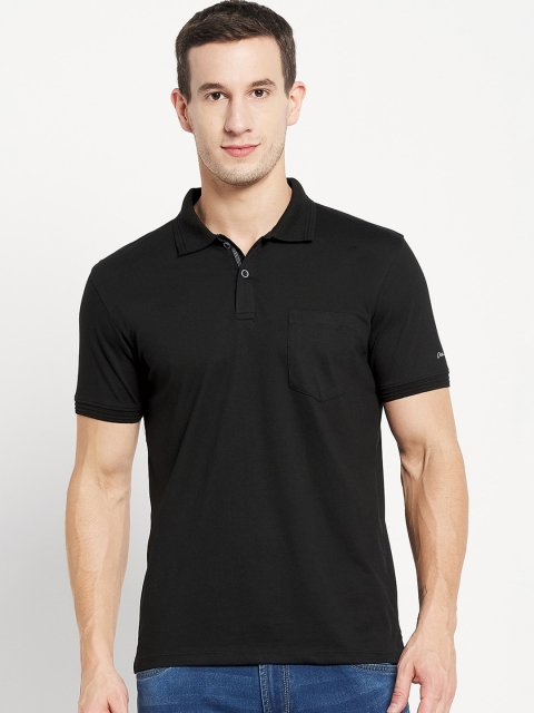 

Octave Men Black Polo Collar Cotton T-shirt