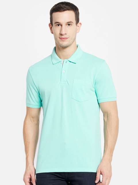 

Octave Men Sea Green Polo Collar Cotton T-shirt