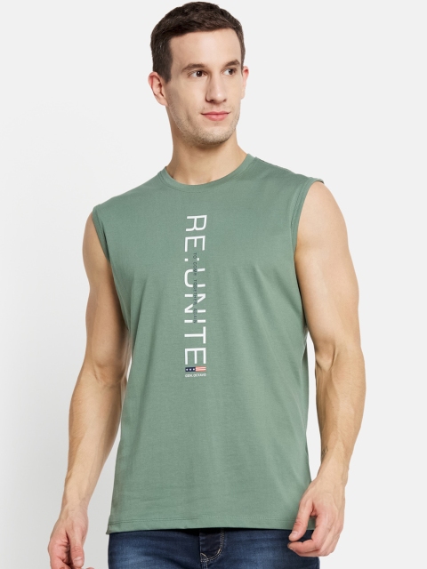 

Octave Men Green Typography Printed Cotton T-shirt