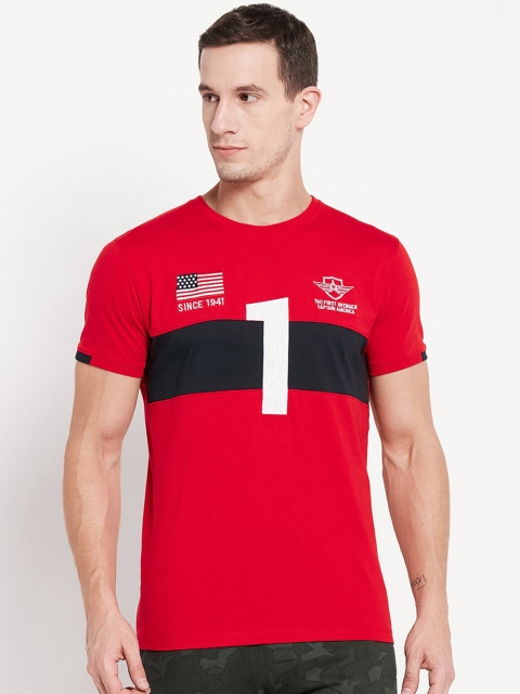 

Octave Men Red & Black Captain America Print Cotton T-shirt