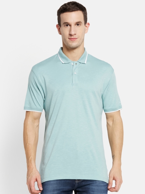 

Octave Men Blue Polo Collar Cotton T-shirt