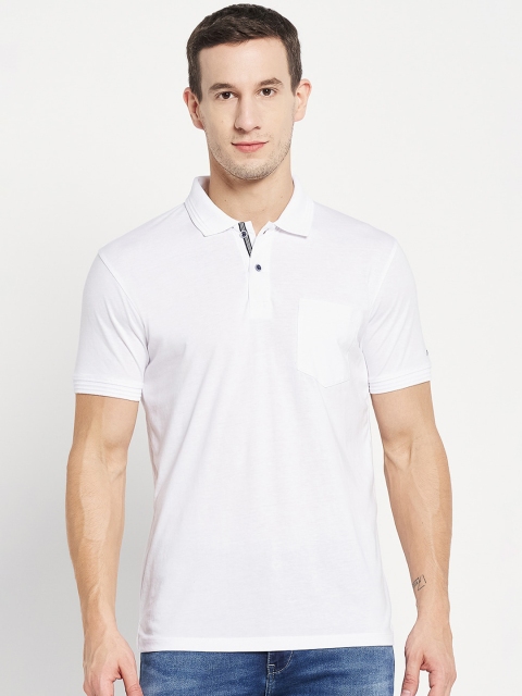 

Octave Men White Polo Collar Cotton T-shirt