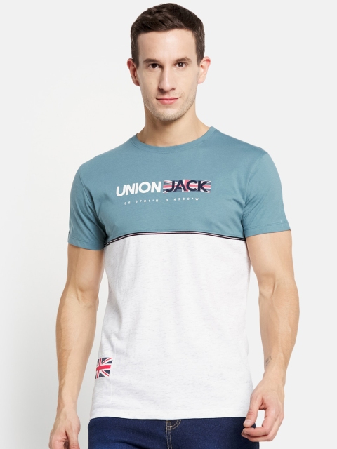 

Octave Men Blue & Off White Colourblocked T-shirt