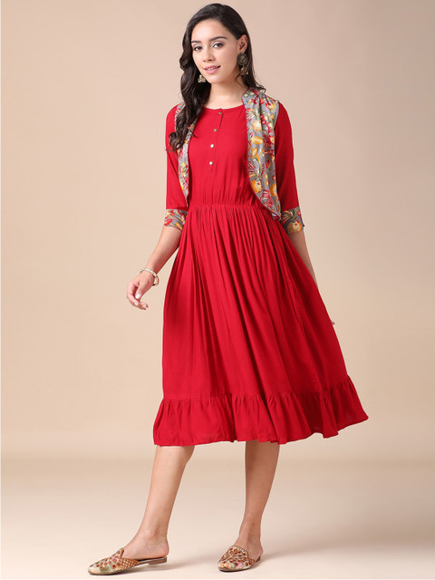 

J Turritopsis Red Midi Dress