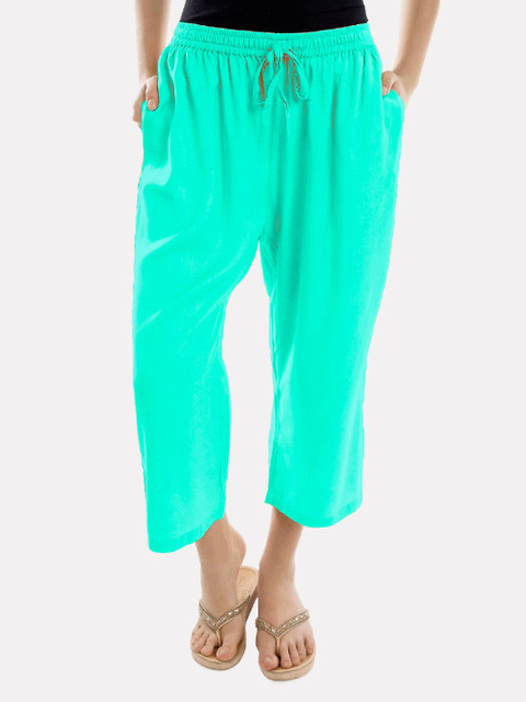 

PATRORNA Women Teal Solid Capris