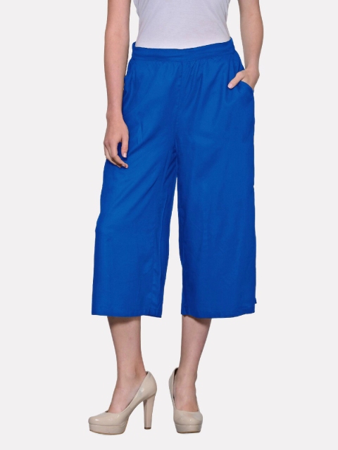 

PATRORNA Women Turquoise Blue Solid Capris