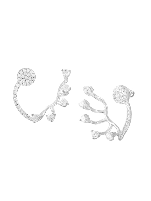 

ZILVER White Peacock Shaped Ear Cuff Earrings
