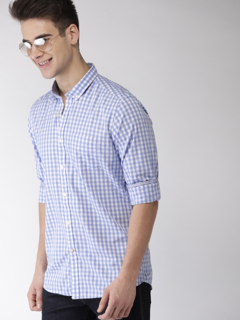 

Mast & Harbour Men White & Blue Checked Casual Shirt