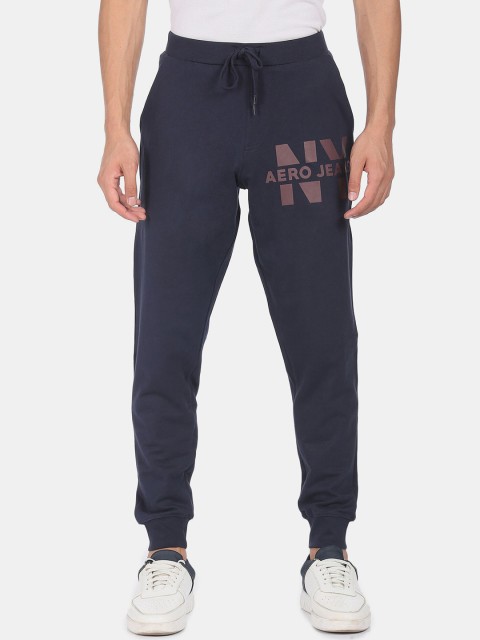 

Aeropostale Men Blue Solid Pure Cotton Straight-Fit Joggers