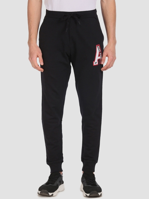 

Aeropostale Men Black Solid Pure Cotton Straight-Fit Joggers