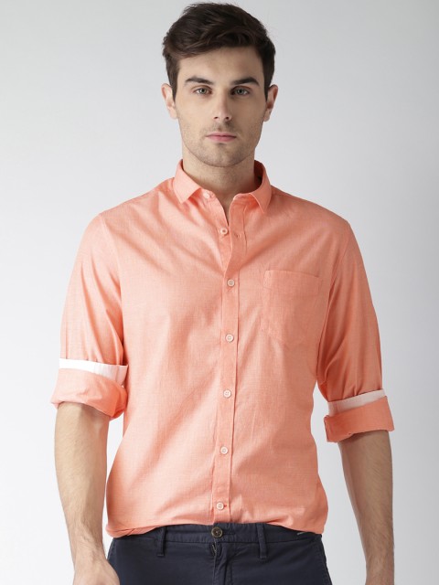 

Mast & Harbour Peach-coloured Solid Casual Shirt
