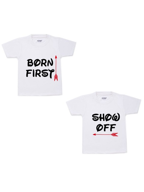 

KNITROOT Kids White Typography 2 Printed Applique T-shirt