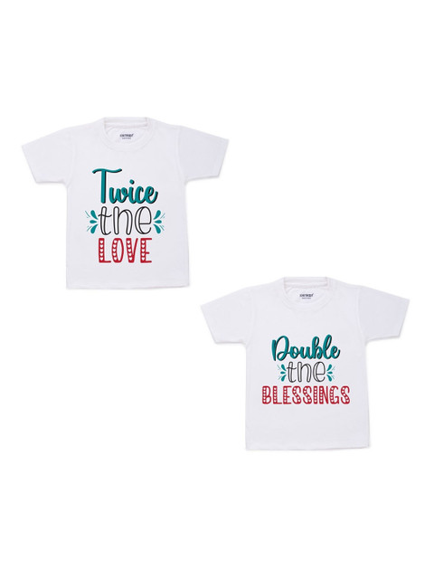 

KNITROOT Kids White 2 Printed Applique T-shirt