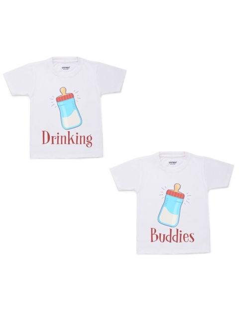 

KNITROOT Kids White 2 Printed Applique T-shirt