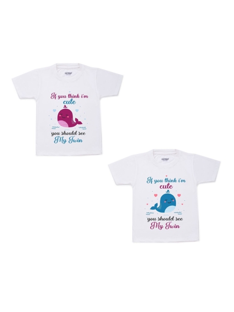 

KNITROOT Kids White 2 Printed Applique T-shirt