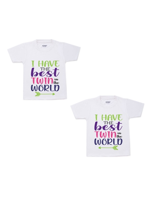 

KNITROOT Kids White 2 Printed Applique T-shirt