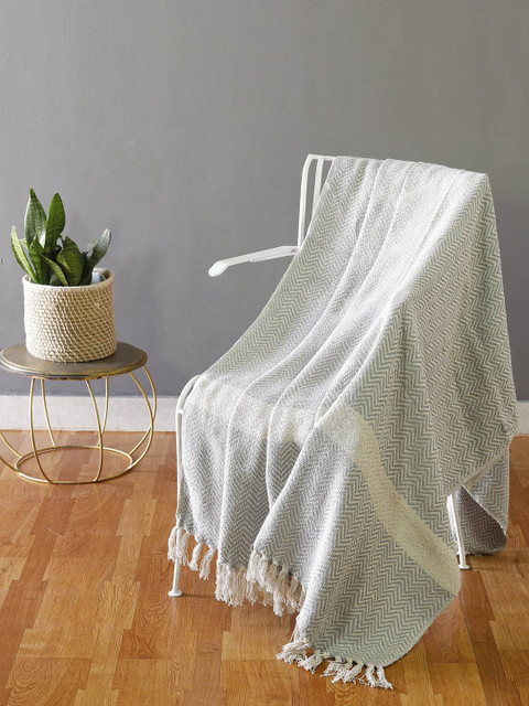 

HANDICRAFT PALACE Grey Knitted Cotton Sofa Throws