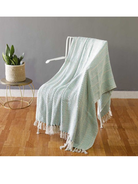 

HANDICRAFT PALACE Turquoise Blue Self-Design Pure Cotton Throw