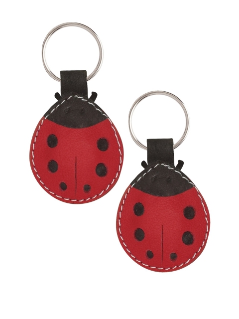 

ABYS Set of 2 Red & Black Genuine Leather Key chains
