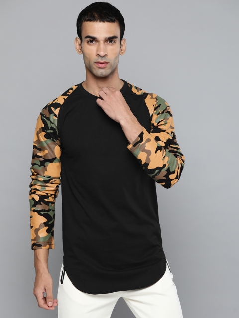 

B SPORTS Men Black Pure Cotton Solid T-shirt