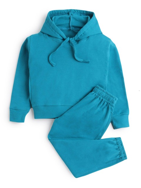 

Hopscotch Boys Turquoise Blue Solid Cotton Top with Trousers Clothing Set