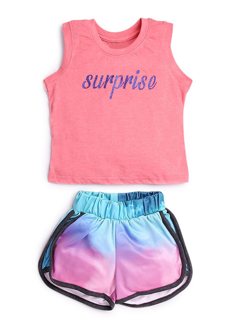 

Hopscotch Girls Pink & Blue Top with Shorts