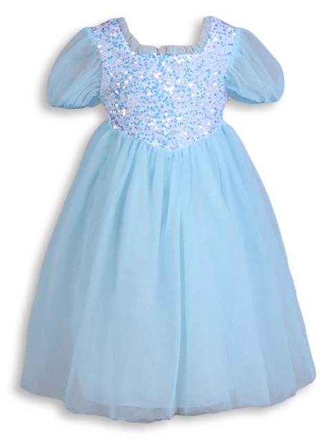 

Hopscotch Girls Blue Embellished Sequined Maxi Gown Dress