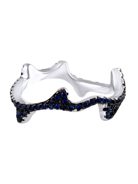 

Zilver 92.5 Sterling Silver Blue CZ-Studded Cocktail Ring