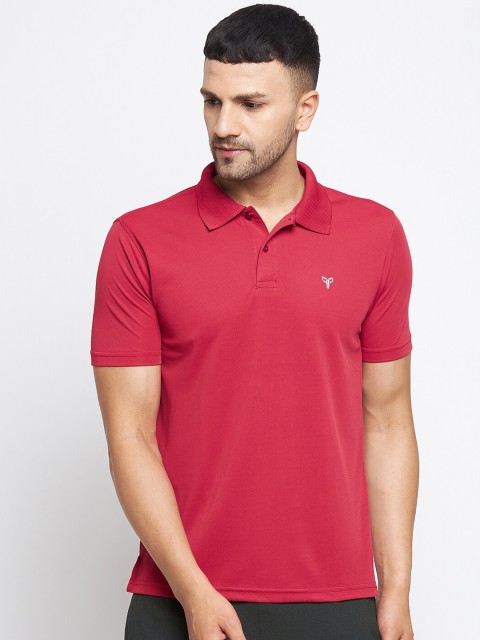 

POKER ACTIVE Men Maroon Polo Collar Sports T-shirt