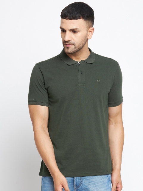 

POKER ACTIVE Men Green Polo Collar Regular Fit T-shirt