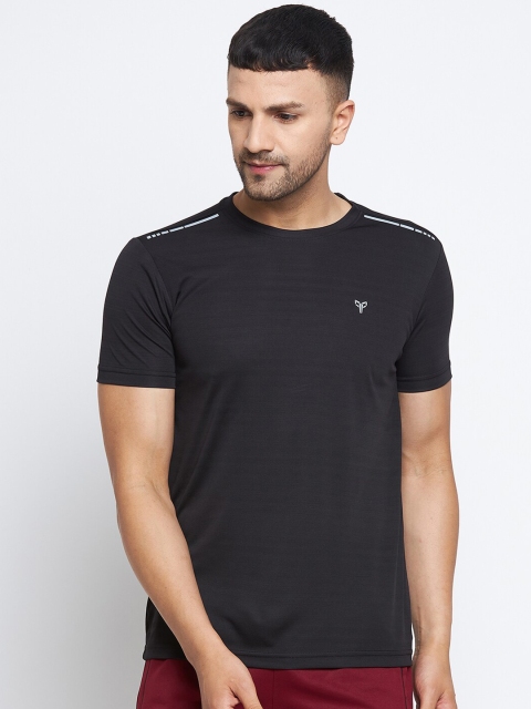 

POKER ACTIVE Men Black Monochrome Sports T-shirt
