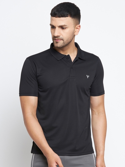 

POKER ACTIVE Men Black Polo Collar T-shirt
