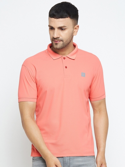 

POKER ACTIVE Men Peach-Coloured V-Neck T-shirt