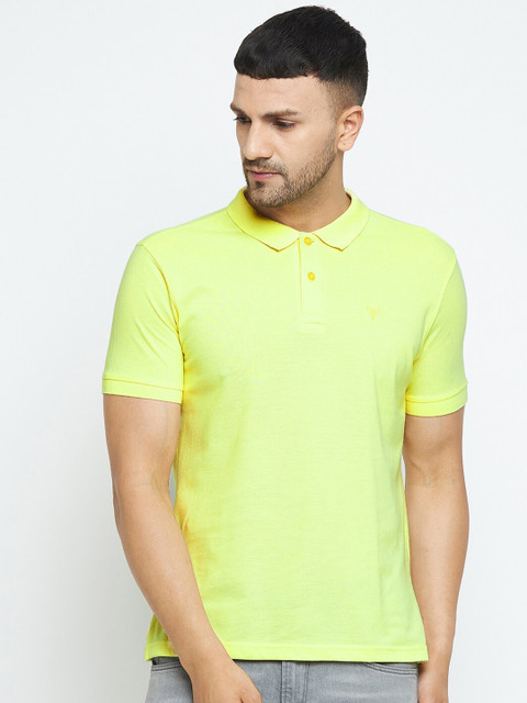 

POKER ACTIVE Men Yellow Polo Collar Regular Fit T-shirt