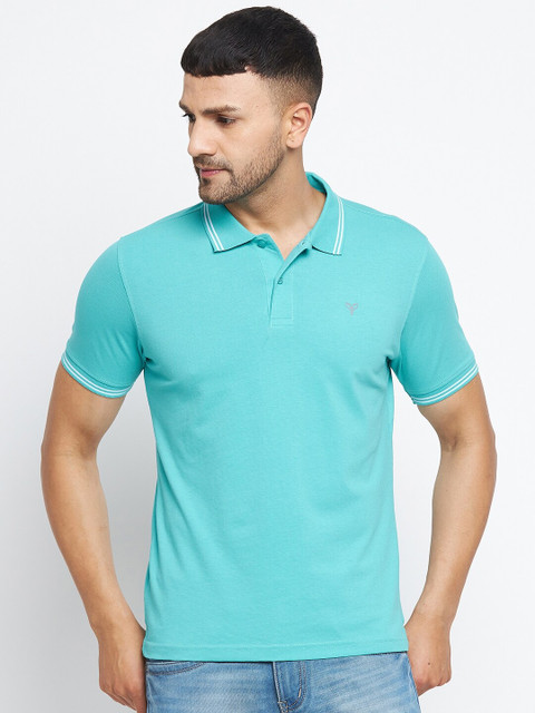 

POKER ACTIVE Men Green Polo Collar T-shirt