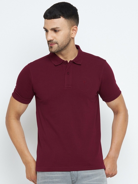 

POKER ACTIVE Men Maroon Polo Collar Regular Fit T-shirt