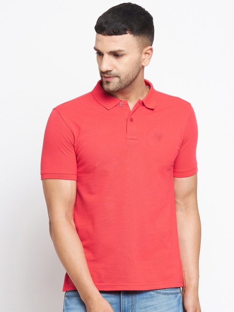 

POKER ACTIVE Men Peach-Coloured Polo Collar Regular Fit T-shirt