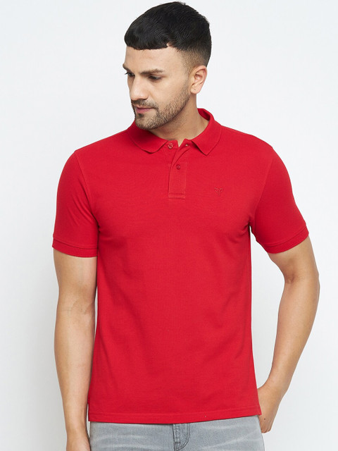 

POKER ACTIVE Men Red Polo Collar T-shirt