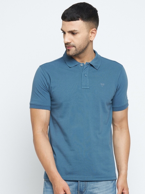 

POKER ACTIVE Men Blue Polo Collar T-shirt