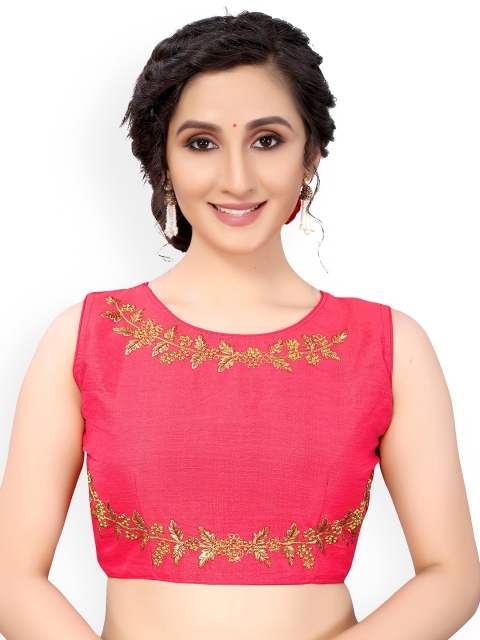 

Nimayaa Women Pink Sleeveless Padded Saree Blouse