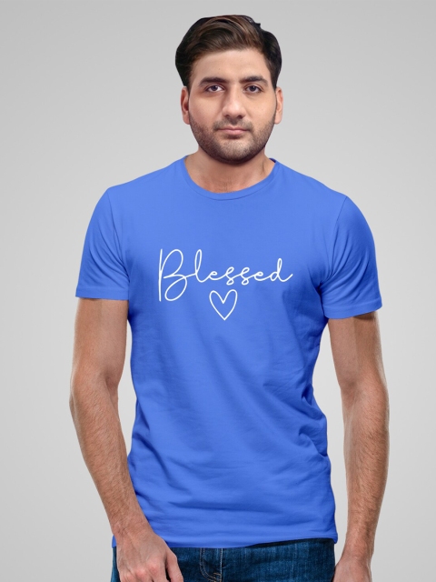 

Pootlu Men Blue Typography Printed Applique T-shirt