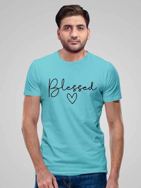 

Pootlu Men Blue Typography Printed Applique T-shirt