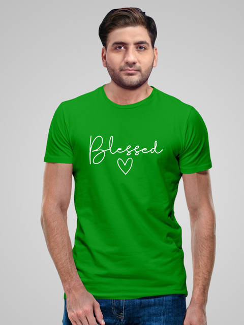 

Pootlu Men Green Typography Printed Applique T-shirt