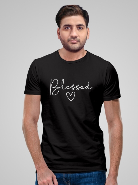 

Pootlu Men Black Typography Printed Applique T-shirt