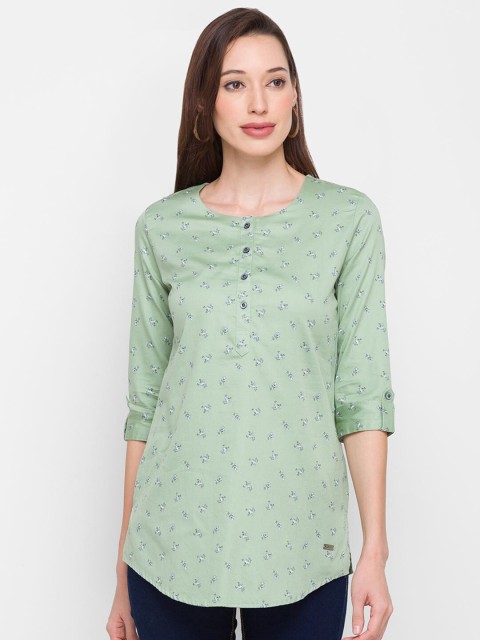 

ZOLA Green Viscose Rayon Printed Tunic